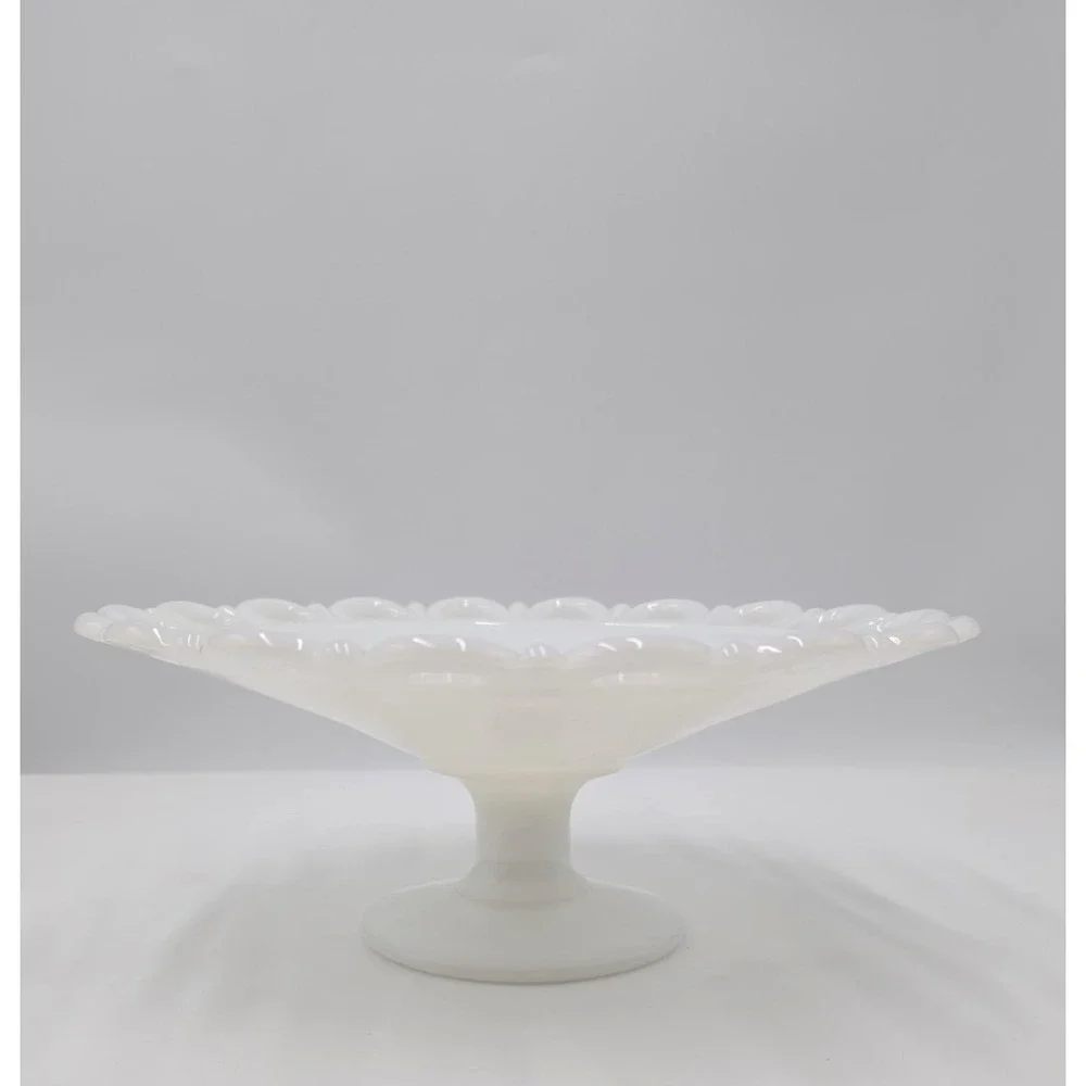Vintage Anchor Hocking White Milk Glass Old Colony Open Lace Centerpiece Bowl